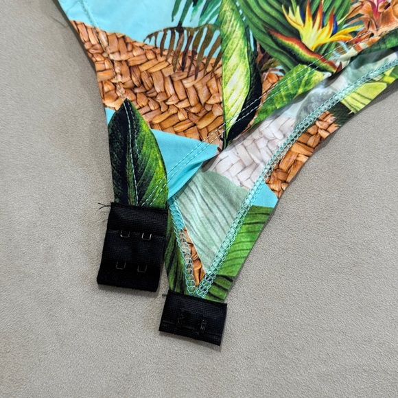 Denis One Shoulder Tortoise Ring Brazilian Tropical Print Bodysuit Medium - Picture 5 of 8